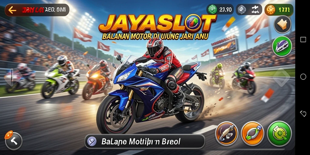 Tampilan gameplay JAYASLOT yang mendebarkan saat balapan motor.