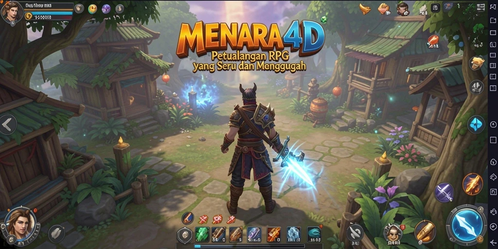 Screenshot MENARA4D menampilkan aksi pertempuran seru dalam dunia RPG.