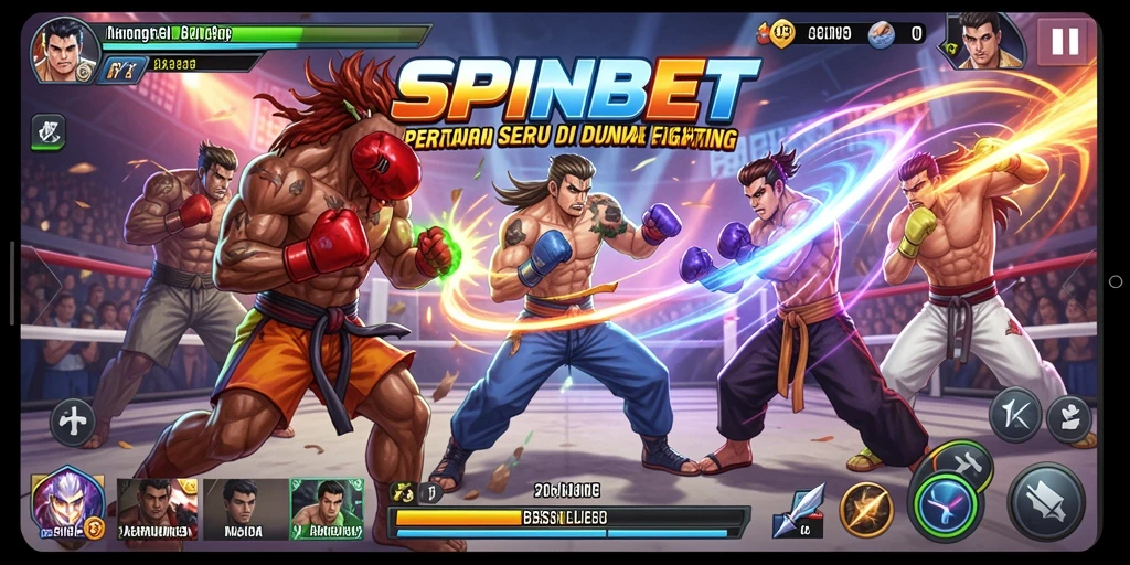 Tangkapan layar SPINBET menunjukkan aksi pertarungan yang intens dan dinamis.